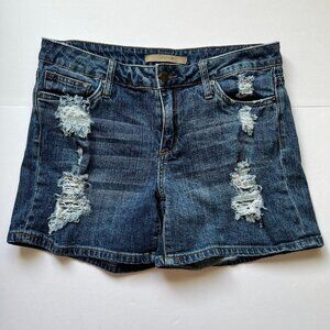 Joe's Jeans Denim Shorts Distressed Mid Rise Blue Indigo Western Rodeo Sz 29